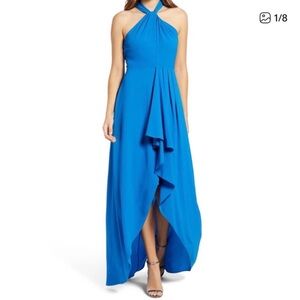 Belle Badgley Mishka Blue Halter Maxi Dress